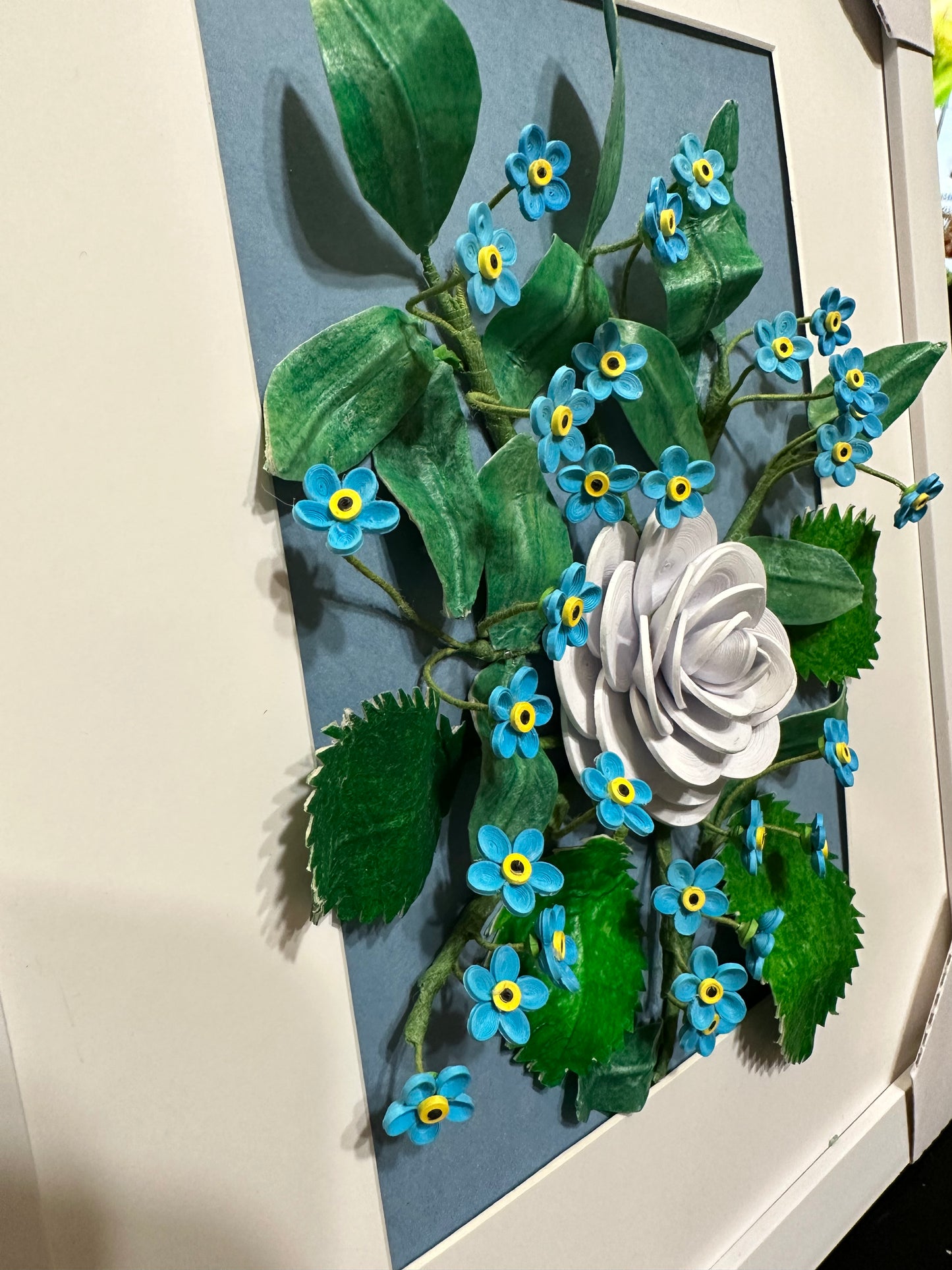 Paper Quilled Quilling of Rose and Forget Me Nots