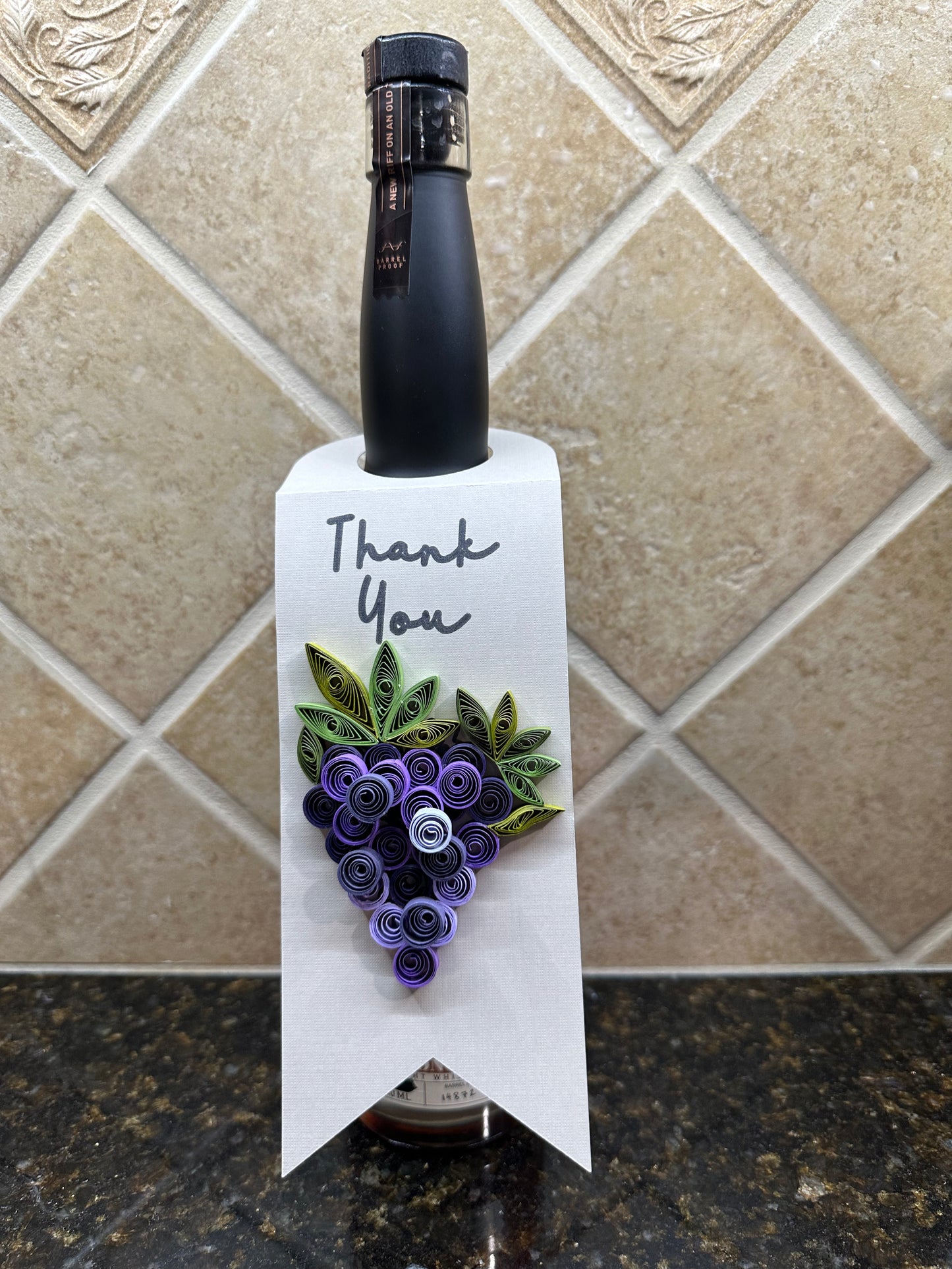 Handmade Wine Bottle Gift Tag, Label or Hanger in art of Paper Quilling