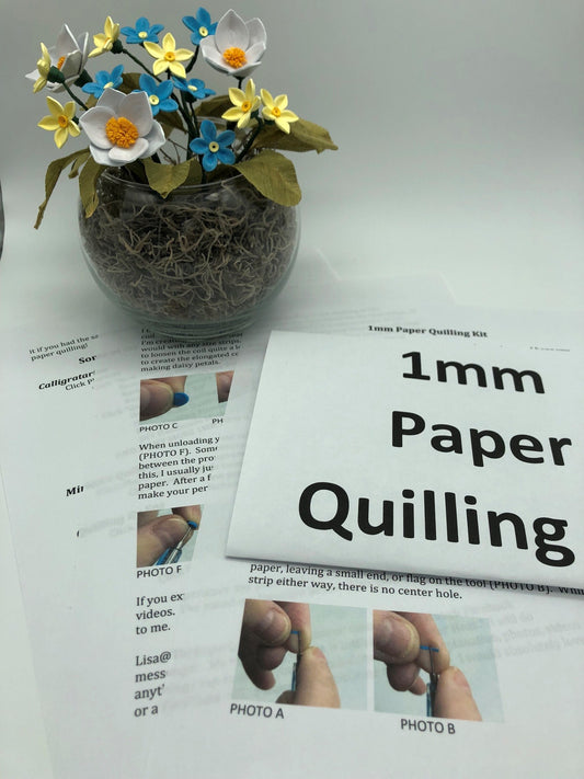 Beginning 1mm Quilling KIT (Includes 2 tools, 1900 1mm strips and a guide)