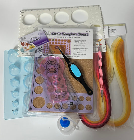 10 Piece Deluxe Beginner Paper Quilling Kit, Tools and Paper