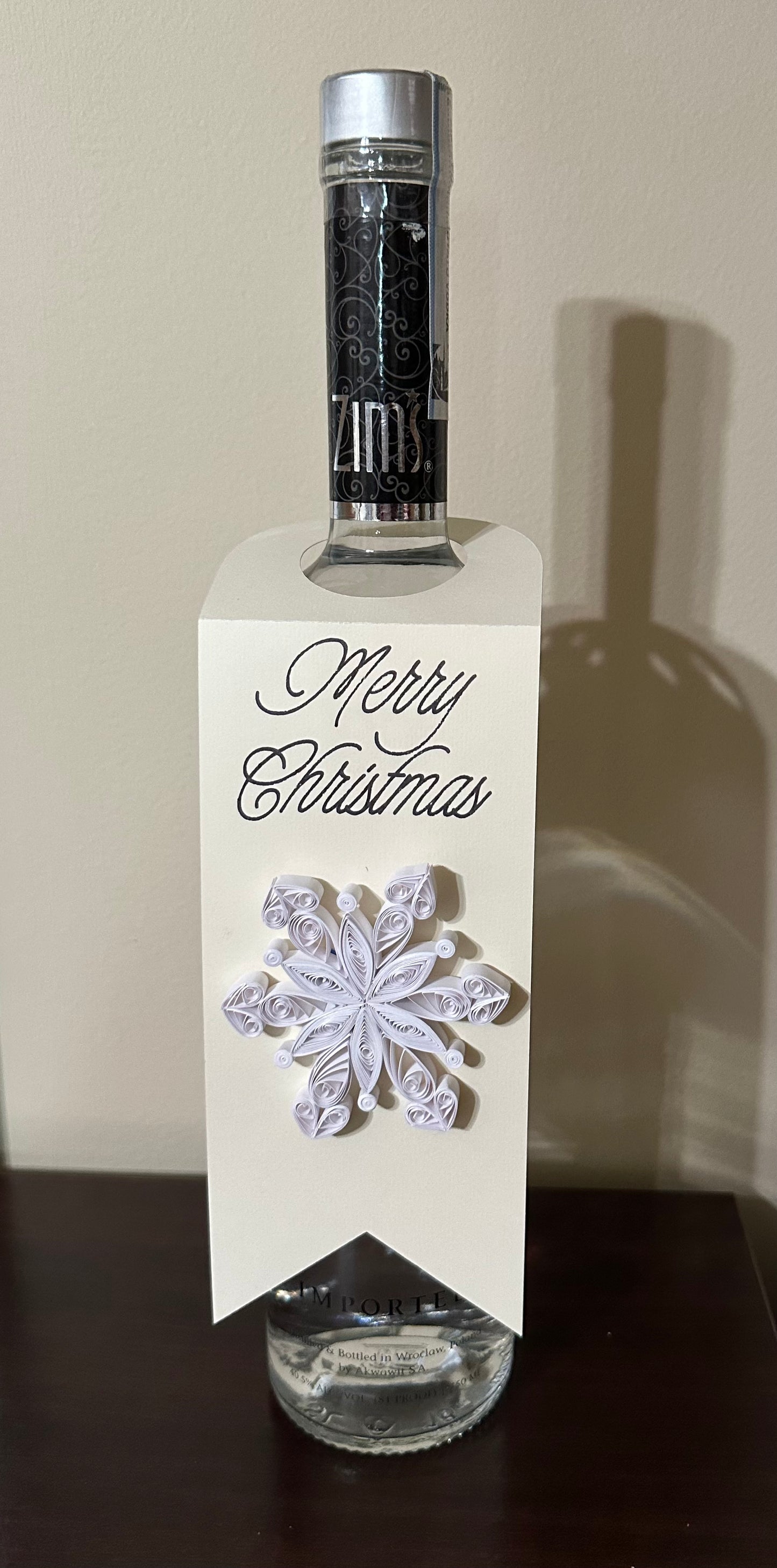 Handmade Christmas Holiday Wine Bottle Gift Tag
