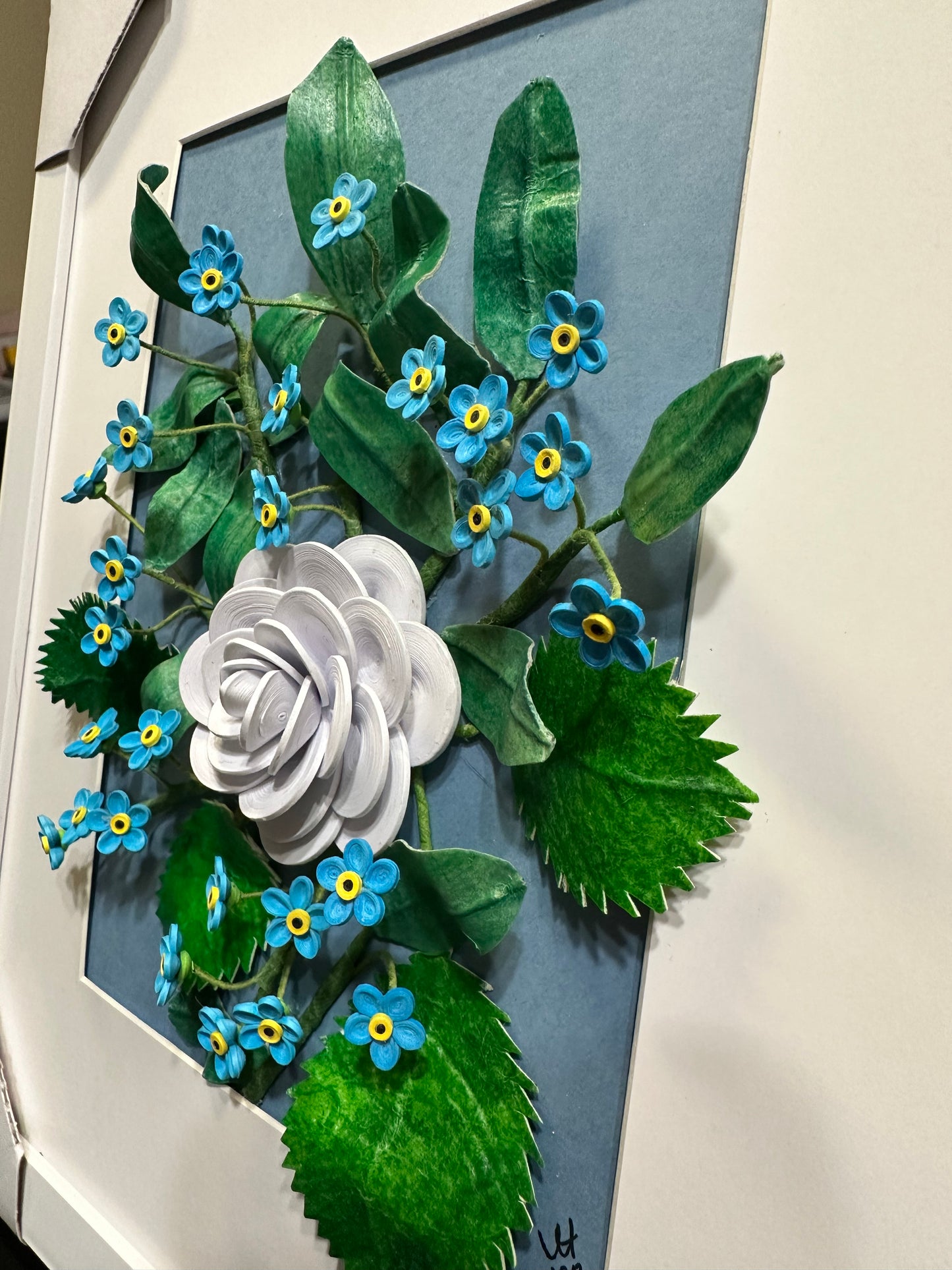 Paper Quilled Quilling of Rose and Forget Me Nots
