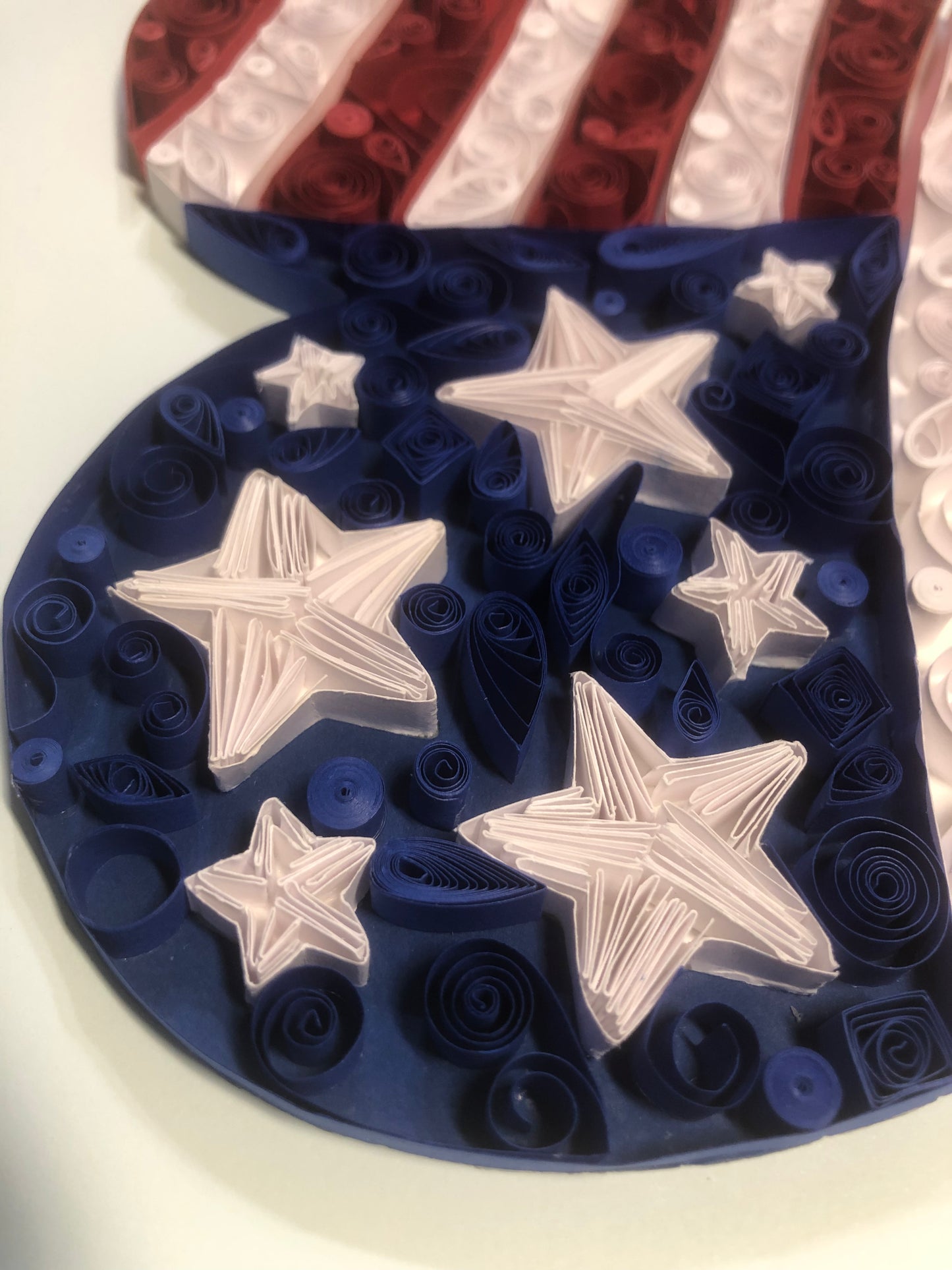 Handmade Paper Quilled Quilling American Flag Heart