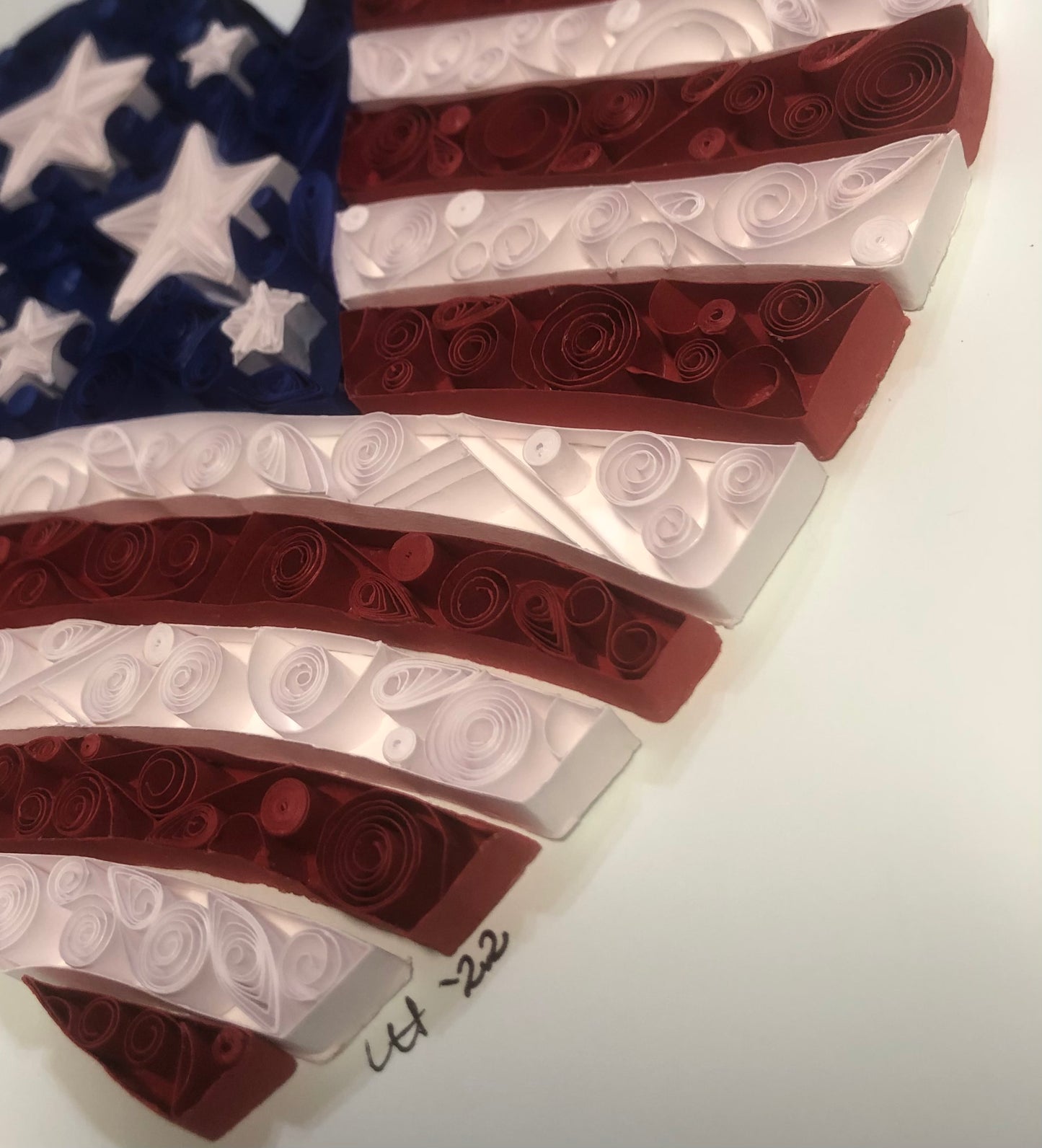 Handmade Paper Quilled Quilling American Flag Heart