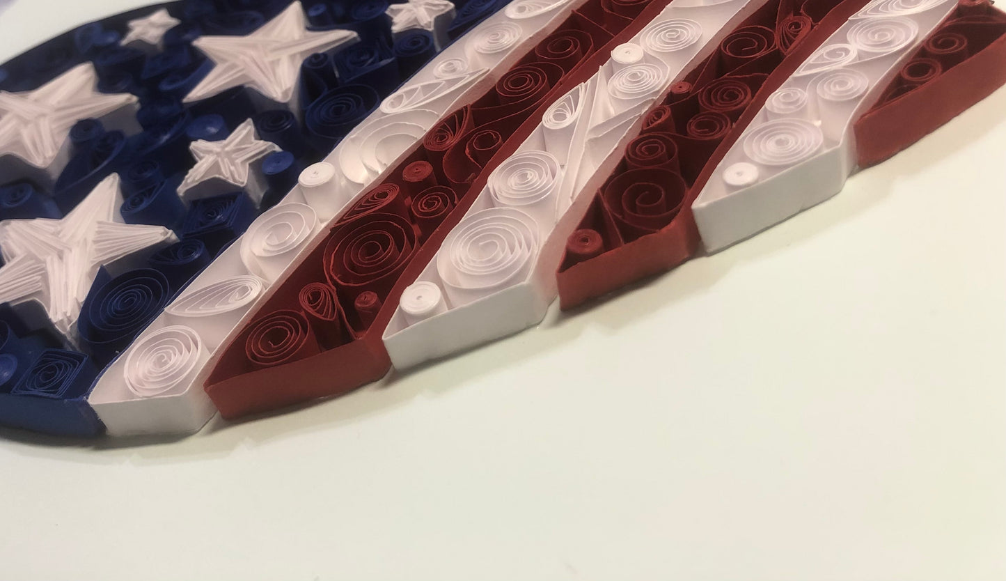 Handmade Paper Quilled Quilling American Flag Heart